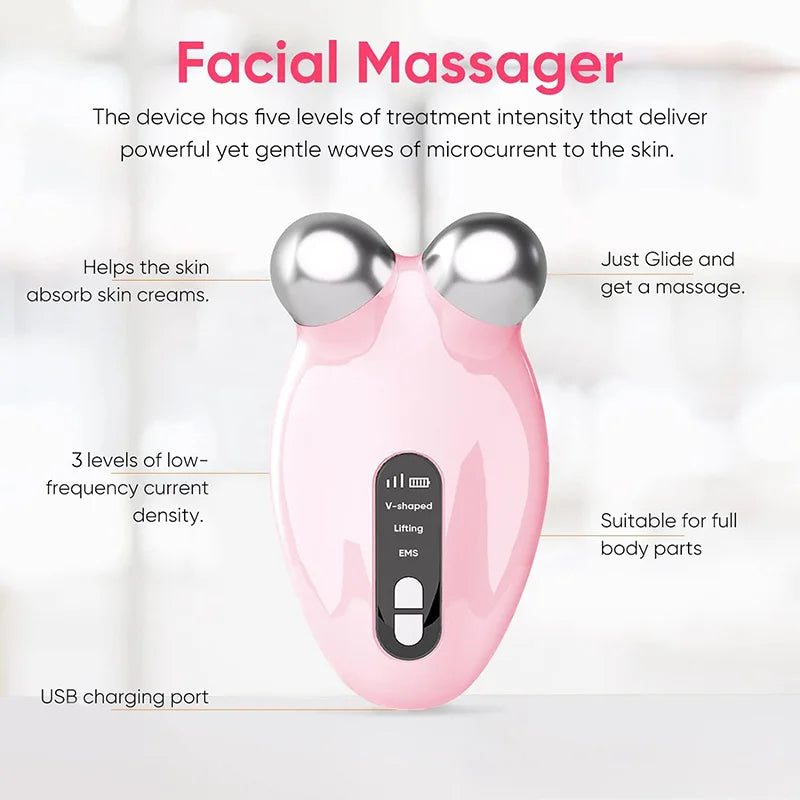 EMS Facial Lifting Massager – Microcurrent Face Roller for Skin Tightening, Anti-Aging & Wrinkle Reduction | Rejuvenating Beauty Device