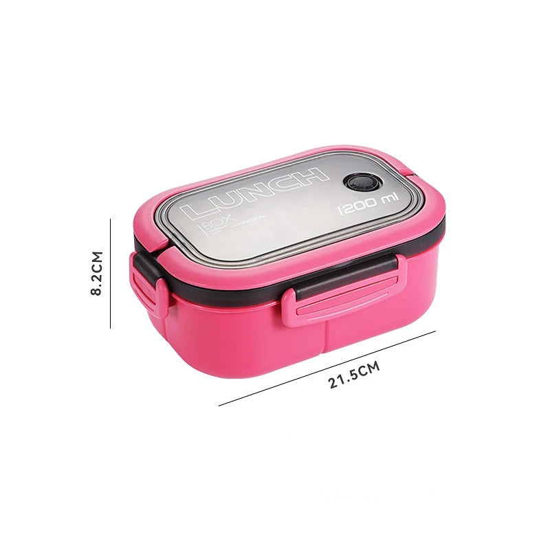 1200ML 2-Layer Bento Lunch Box with Spoon & Fork – Leakproof Microwave Food Container