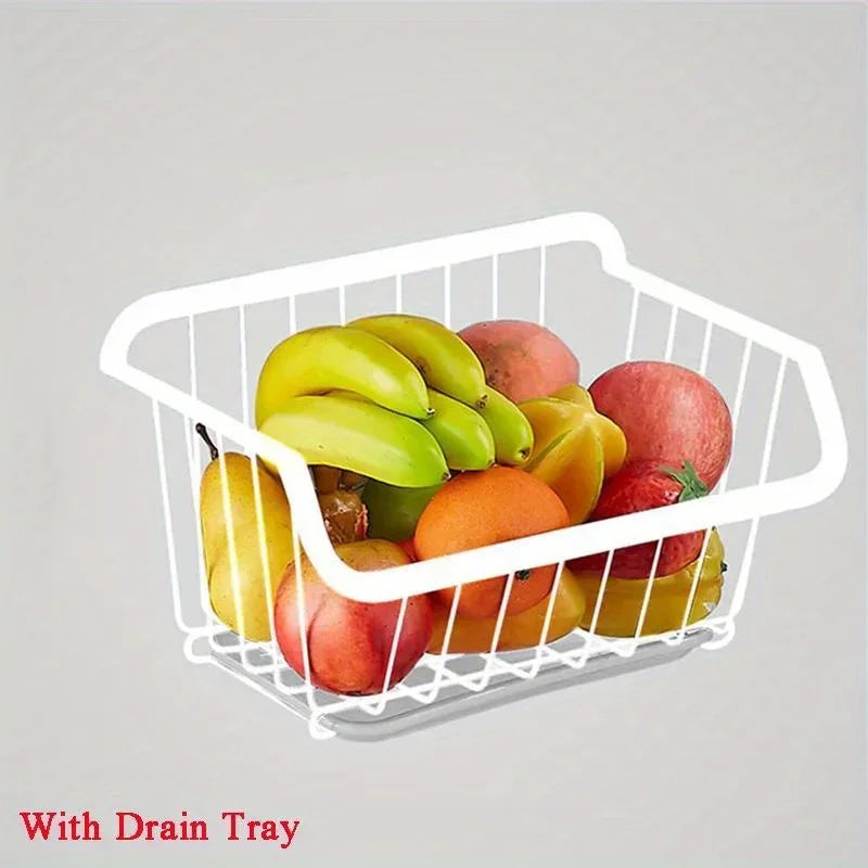 Wall-Mounted Kitchen Storage Basket – Stainless Steel Fruit & Vegetable Organizer