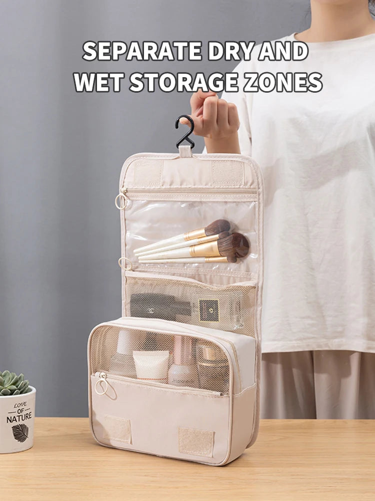 Travel Cosmetics Organizer Bag – Large Capacity, Waterproof, Hanging Makeup & Toiletry Bag