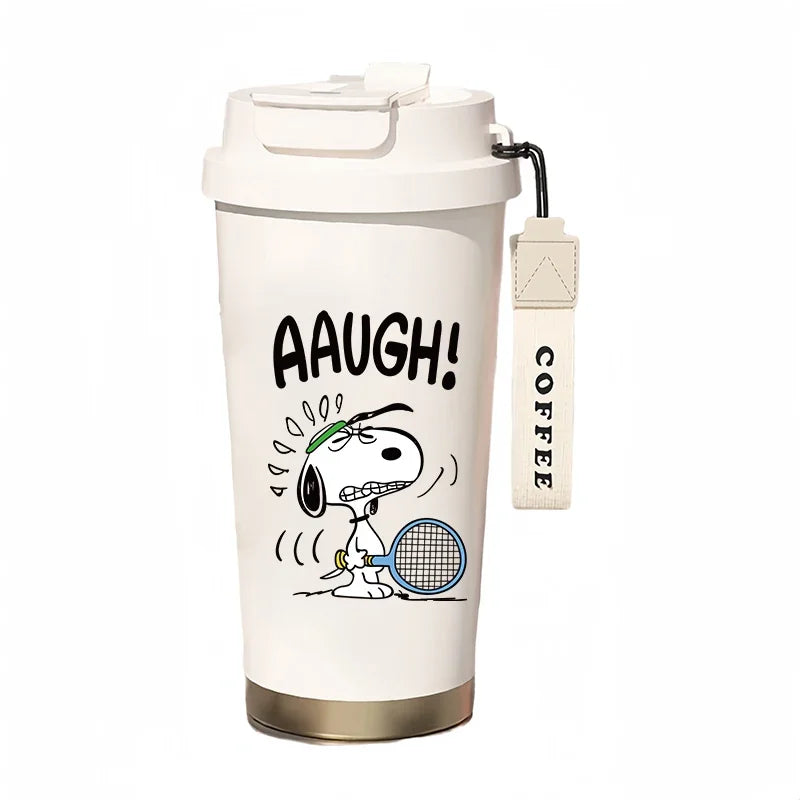 500ml Snoopy Thermos Bottle with Straw – Cute Cartoon Insulated Cup for Coffee, Tea & Milk