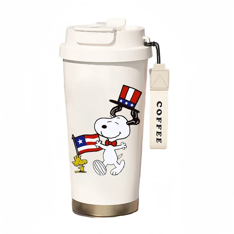 500ml Snoopy Thermos Bottle with Straw – Cute Cartoon Insulated Cup for Coffee, Tea & Milk