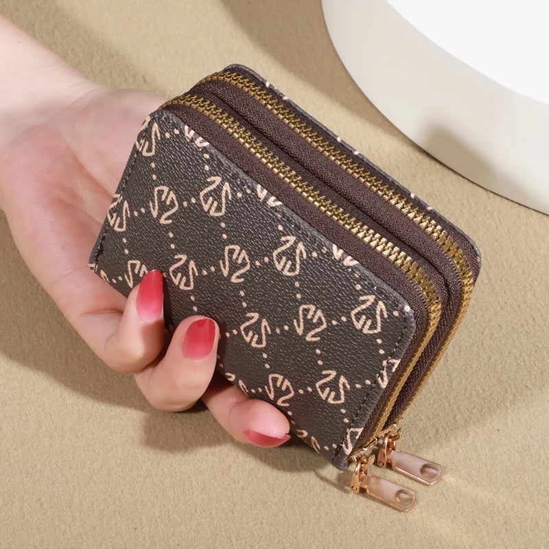 Chic Vintage Zippered Card Holder Wallet – Secure & Stylish