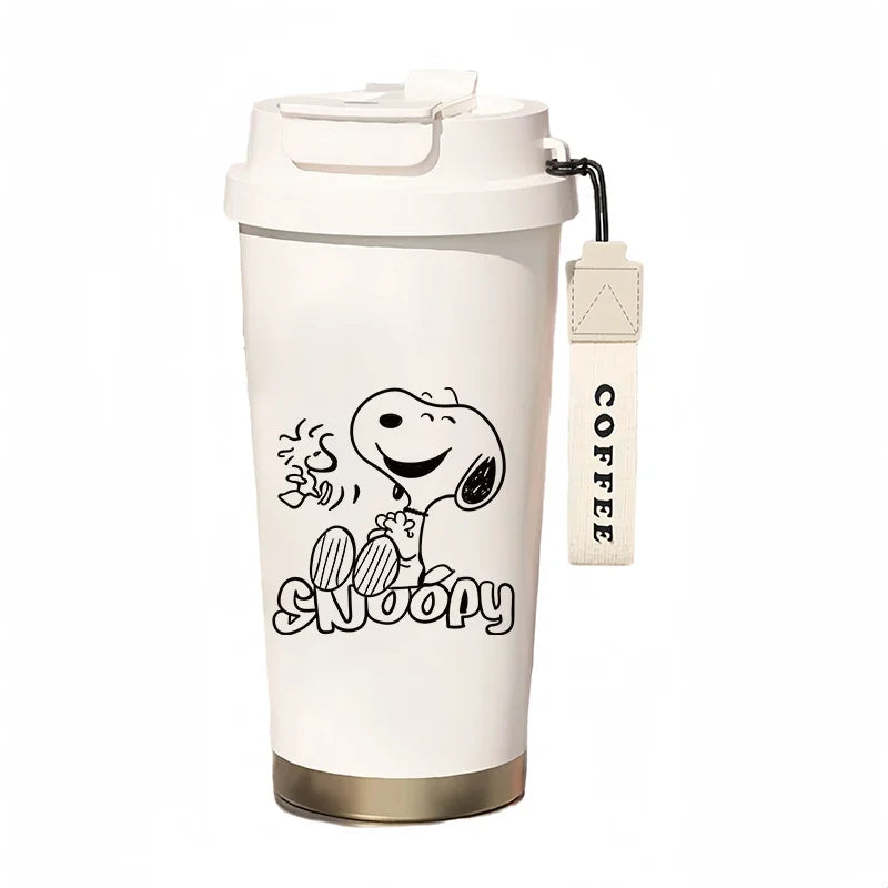 500ml Snoopy Thermos Bottle with Straw – Cute Cartoon Insulated Cup for Coffee, Tea & Milk