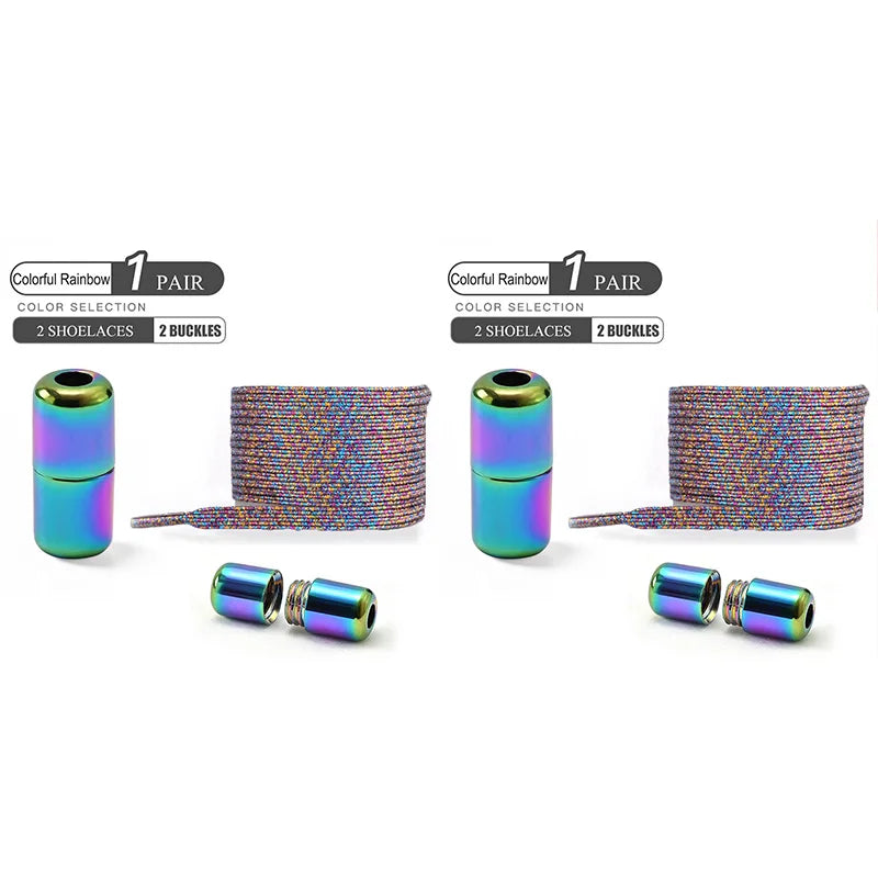 Colorful No-Tie Elastic Shoelaces – Easy Slip-On Buckle Laces for Sneakers