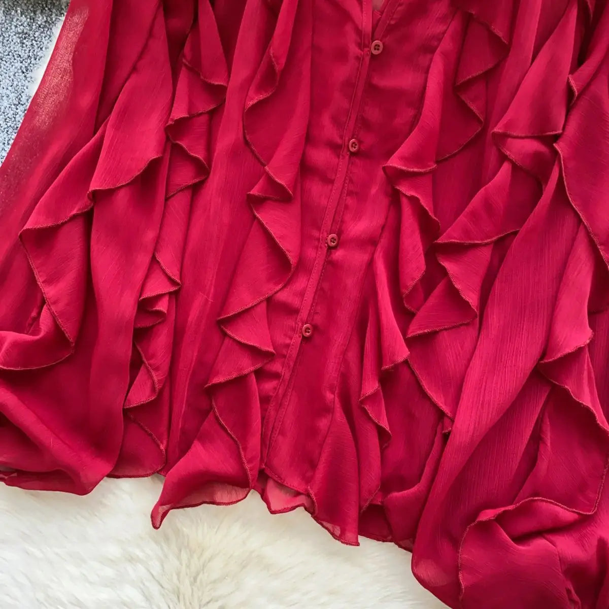 Women’s Semi-Sheer Blouse – Casual Fairy Style, Long Sleeve Top