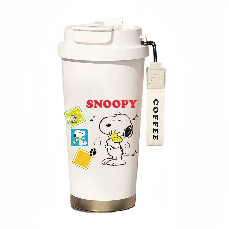 500ml Snoopy Thermos Bottle with Straw – Cute Cartoon Insulated Cup for Coffee, Tea & Milk