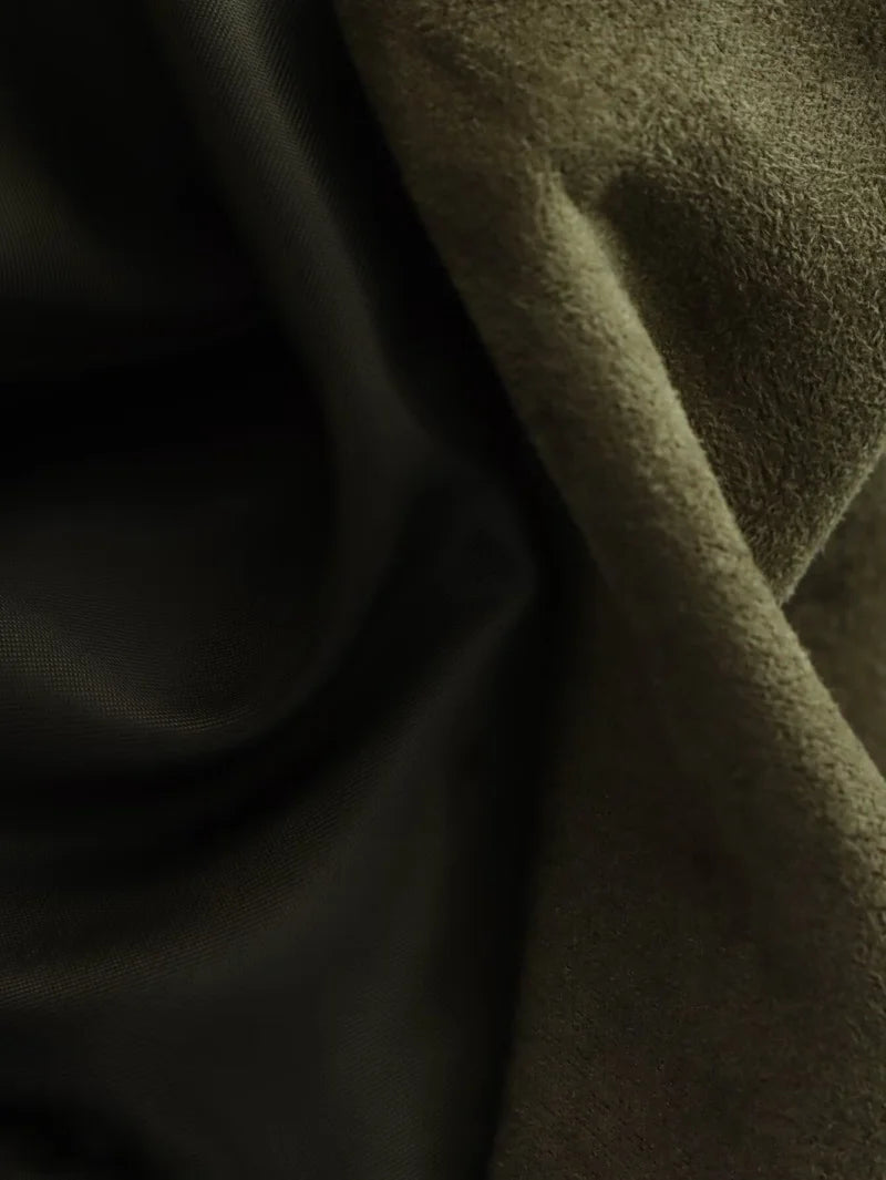 Women’s Suede Bomber Jacket – Loose Fit, Lapel Collar, Casual Spring & Autumn Coat