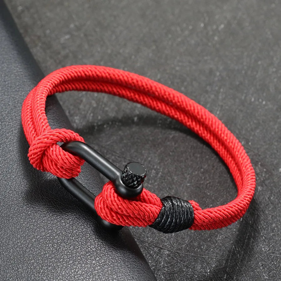 Men’s Nautical Wrap Bracelet – Stainless Steel Buckle & Rope Design