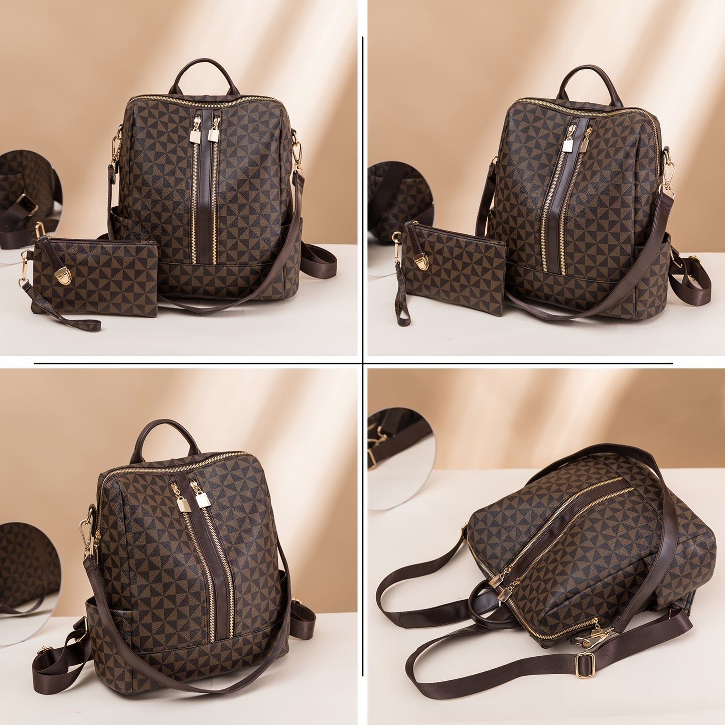 Vintage Chic 3-Piece Backpack Set – Stylish, Spacious & Perfect for Everyday Elegance