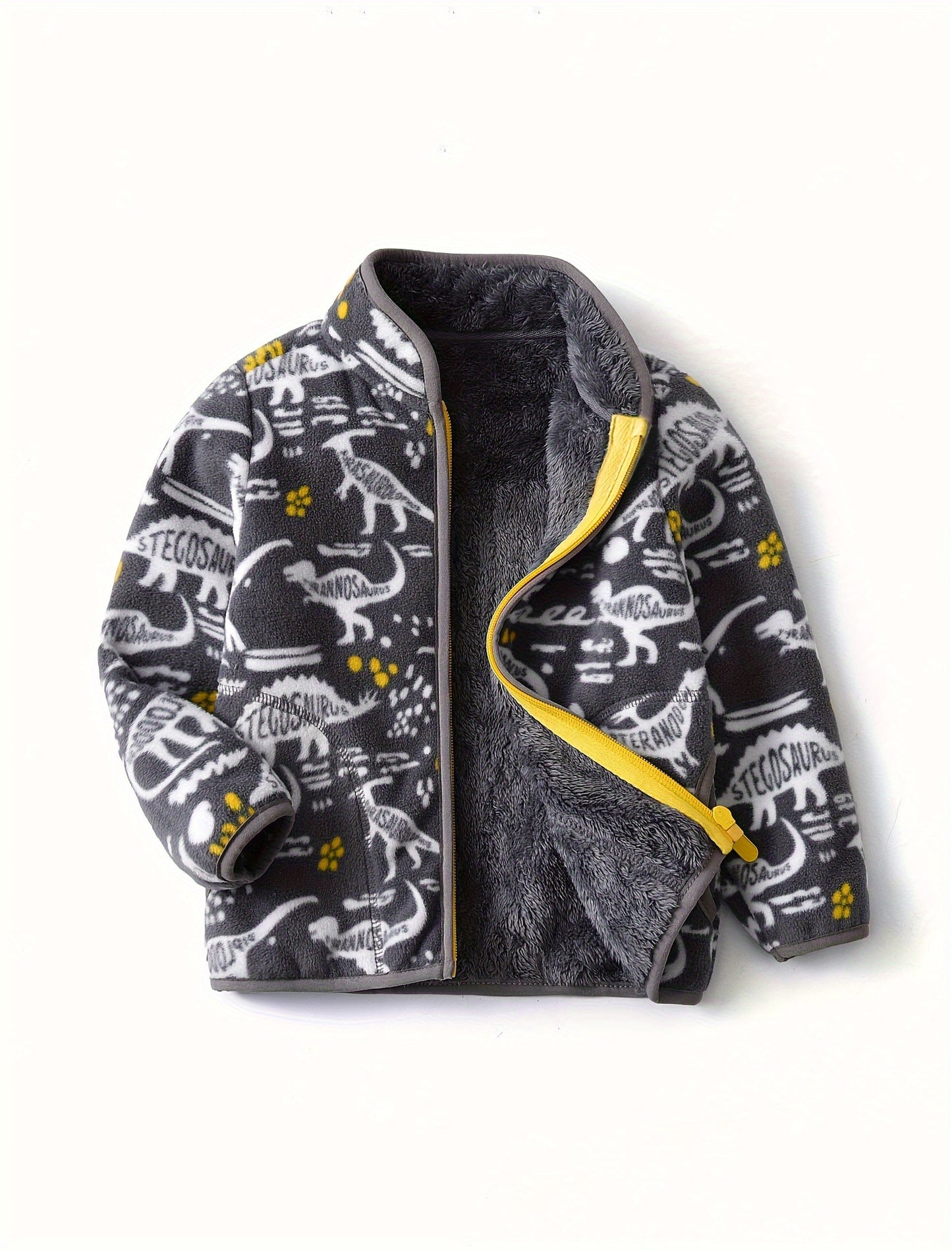 Kids Winter Fleece Jacket – Warm Cartoon Dinosaur Coat for Boys & Girls (1–12 Years)