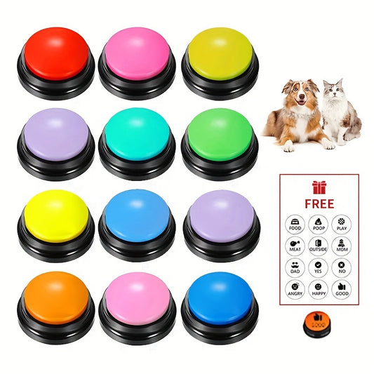 4/8/11pcs Recordable Talking Buttons For Pets, Dog Training Communicator Buzzers, Interactive Learning Voice Recorder Toy Buttons, Sound Teaching Aids, Multiple Colors, Durable Plastic Material