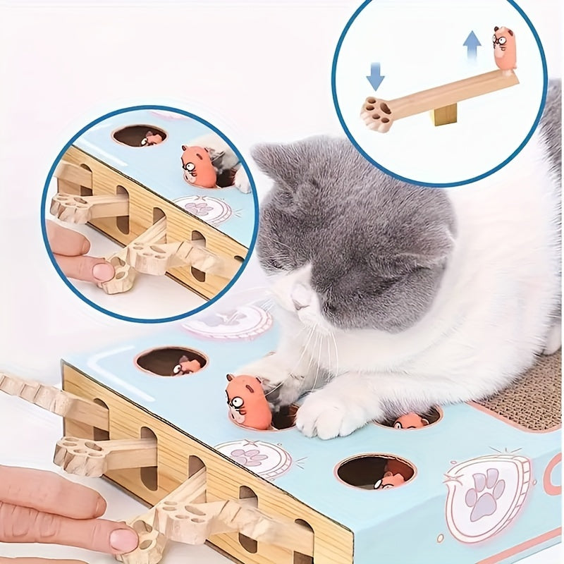 Interactive Cat Toy with Scratching Board - Fun Hamster Machine Game for Kittens and Pets