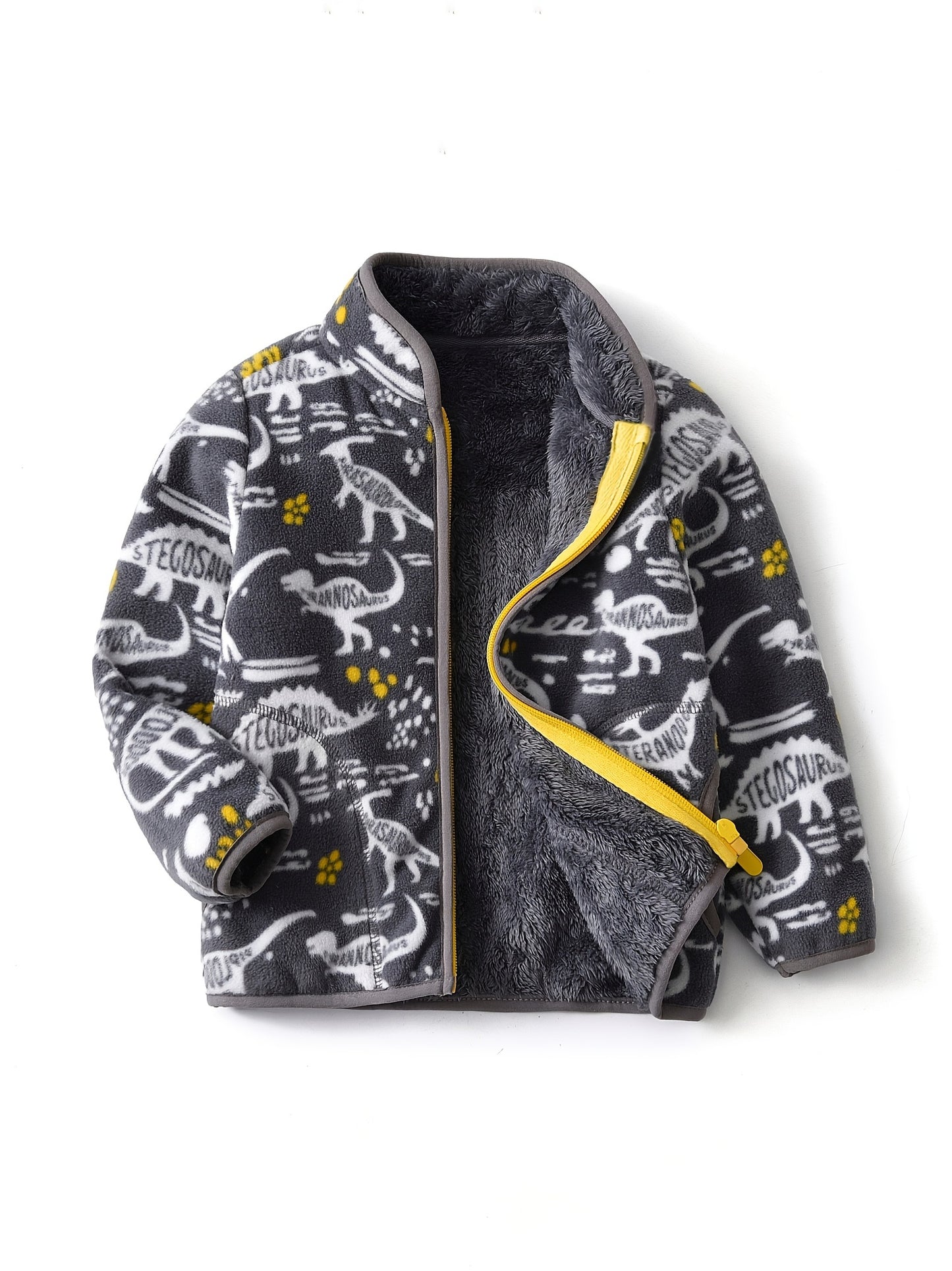 Kids Winter Fleece Jacket – Warm Cartoon Dinosaur Coat for Boys & Girls (1–12 Years)