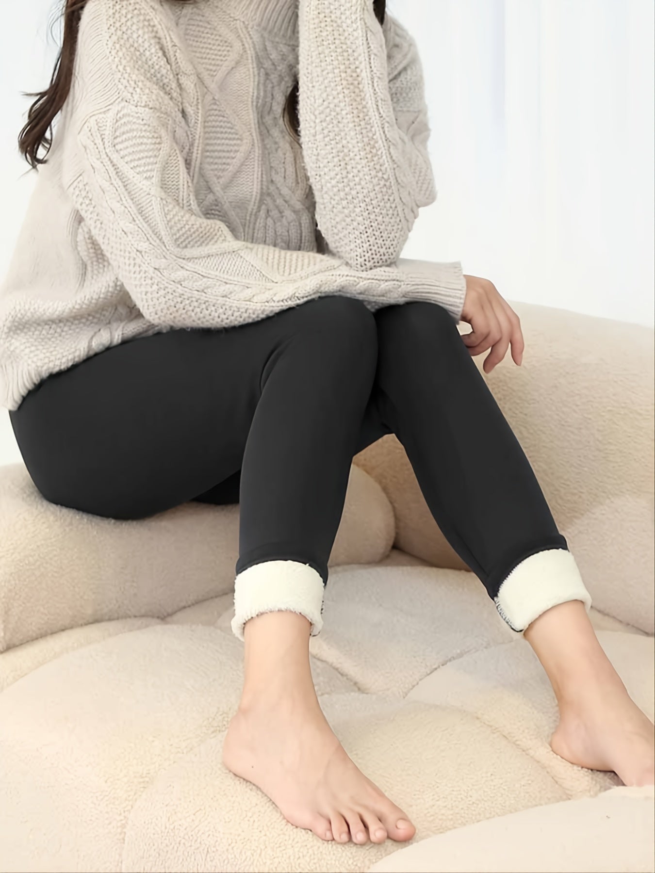 Cozy Fleece-Lined High-Waist Leggings – Warm, Stretchy & Chic Winter Essential