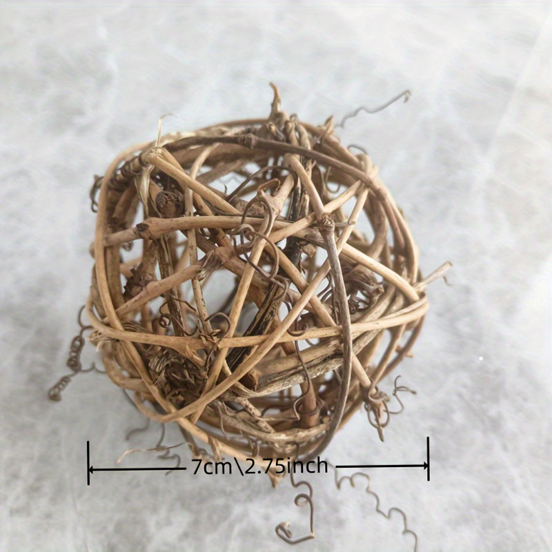 Natural Rattan Chew Toy Set for Small Pets - Ideal for Hamsters, Rabbits, Parrots & More - Durable Wicker Balls for Play and Exercise
