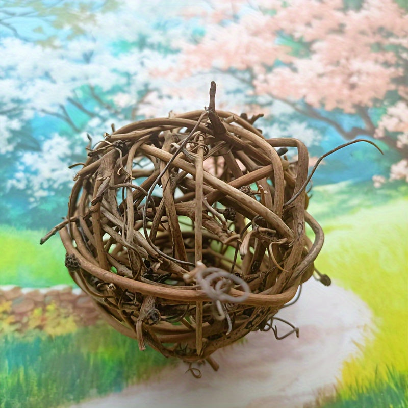 Natural Rattan Chew Toy Set for Small Pets - Ideal for Hamsters, Rabbits, Parrots & More - Durable Wicker Balls for Play and Exercise