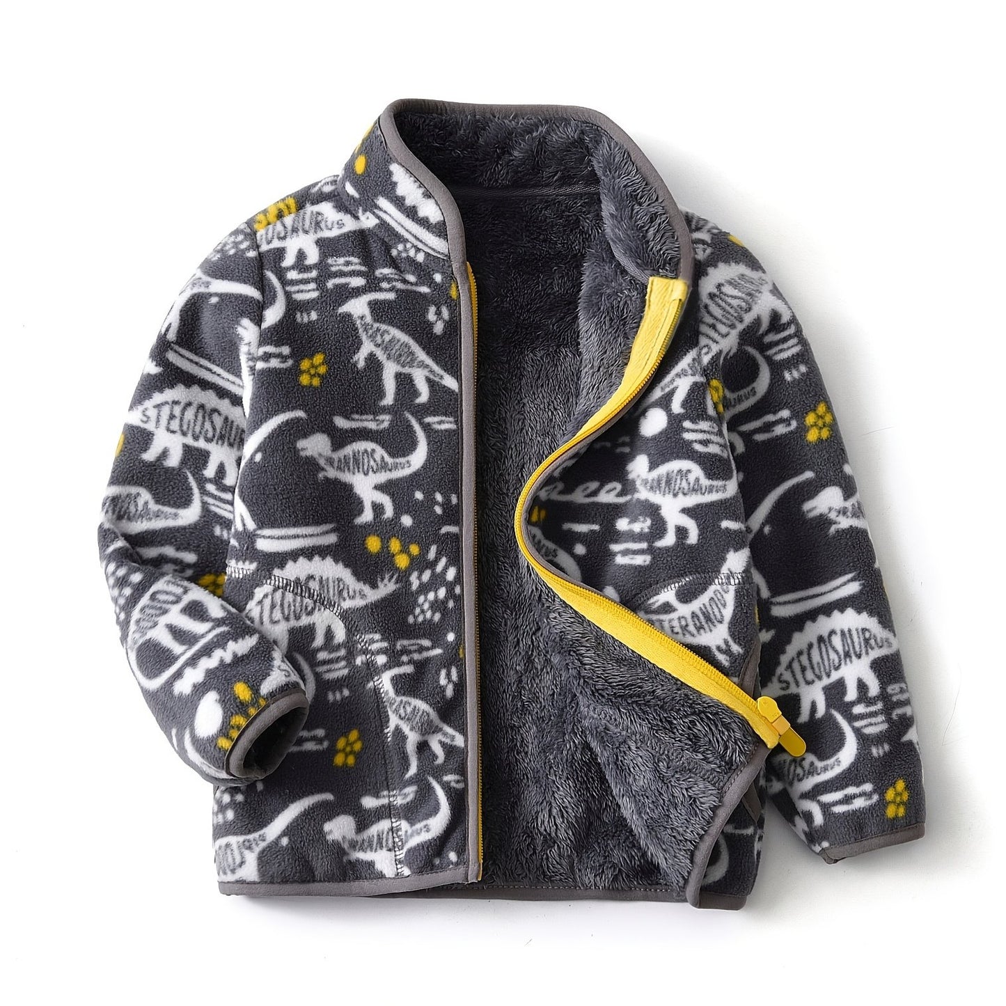 Kids Winter Fleece Jacket – Warm Cartoon Dinosaur Coat for Boys & Girls (1–12 Years)